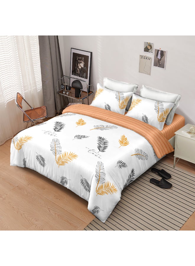 Noon East 4Pcs Duvet Cover Set | Soft Microfiber Material | Multiple Color | 1 Duvet Cover 230 X 220 Cm, 1 Fitted Sheet 180 X 200 Cm With 30 Cm Deep Pocket, 2 Pillow Cases 50 X 75 Cm | Suitable For Queen Size Mattress - Image 2