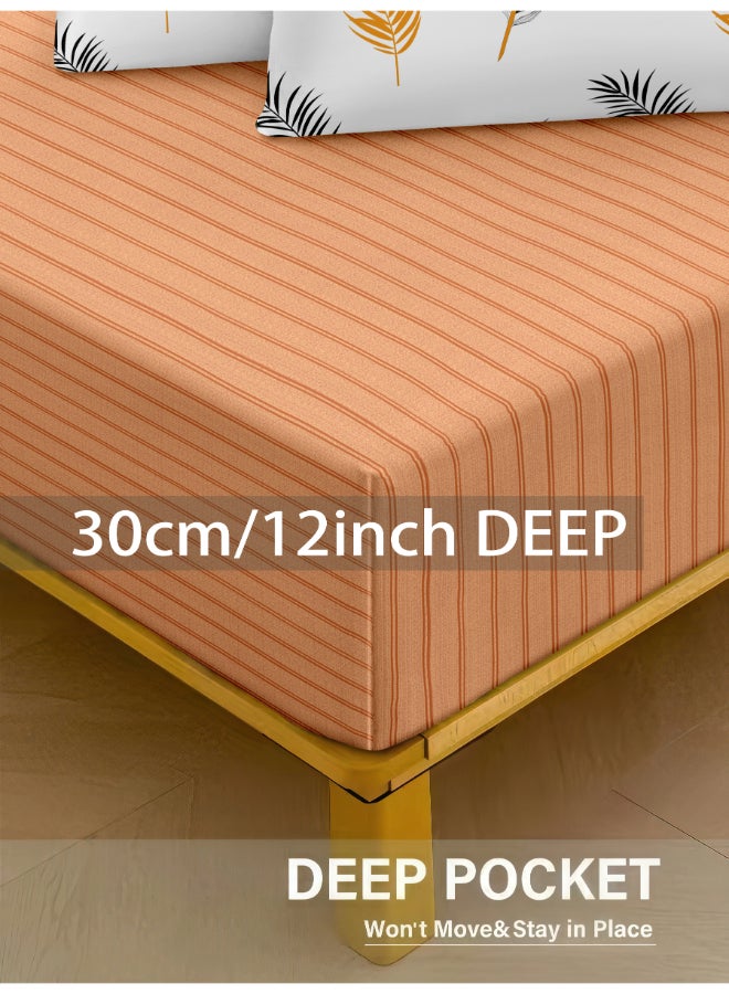 Noon East 4Pcs Duvet Cover Set | Soft Microfiber Material | Multiple Color | 1 Duvet Cover 230 X 220 Cm, 1 Fitted Sheet 180 X 200 Cm With 30 Cm Deep Pocket, 2 Pillow Cases 50 X 75 Cm | Suitable For Queen Size Mattress - Image 5