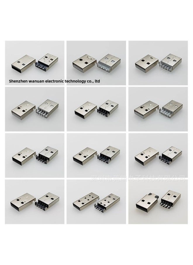 Shenzhen Guan End USB Connector A Male 3.0 Sink Plate USB3.0 Male Usb Interface 3.0 SMT Blue Glue-Color:GD-020 A Male Sink Plate 180 Degree Corner With Column LCP Ash