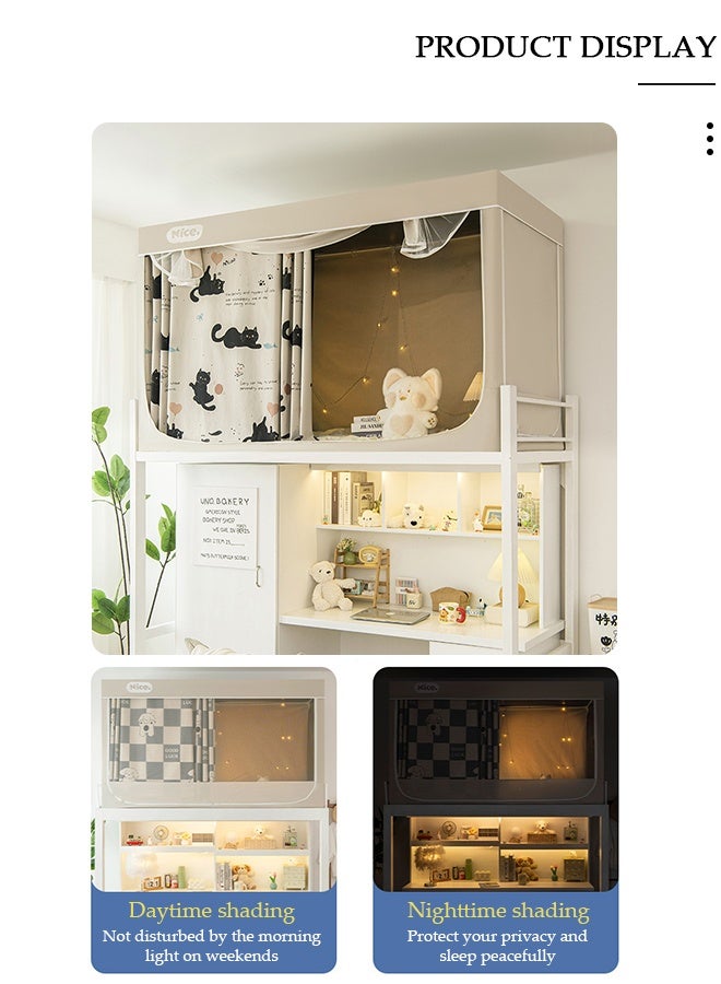 DUNISO Bed Tent Twin,Bed Tent Bunk Twin Size,Privacy Tent for Bunk Bed with Stainless Steel Canopy Frame,90% Blackout Private Space Bed Drapes Dustproof Blackout Bed Canopy Bedding Curtain - Image 4