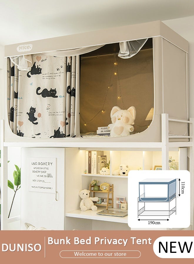 DUNISO Bed Tent Twin,Bed Tent Bunk Twin Size,Privacy Tent for Bunk Bed with Stainless Steel Canopy Frame,90% Blackout Private Space Bed Drapes Dustproof Blackout Bed Canopy Bedding Curtain - Image 1