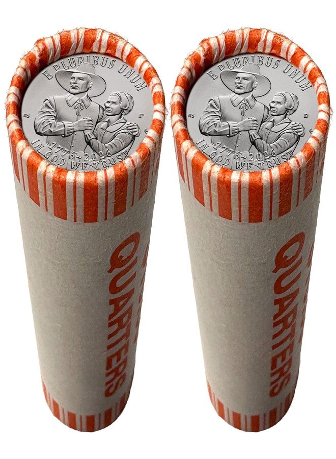 Merrick Mint Mayflower Compact Quarter 1776-2026 America 250th Anniversary 1-Year Issue Uncirculated Quarter Rolls P&D Set - You Get Both Philadelphia & Denver Mint Rolls - Image 1