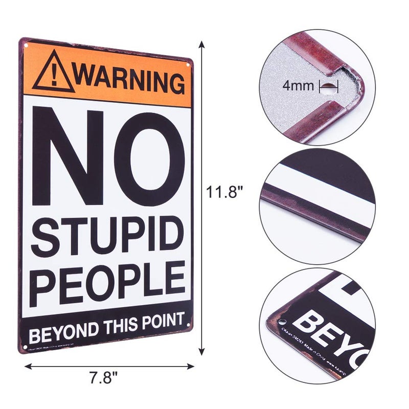 تديهديكي تحذير لا يوجد أشخاص أغبياء وراء هذه النقطة الرجعية المعدنية القصدير لا توجد علامات خاصة على ممتلكات خاصة بغرفة النوم - Image 2