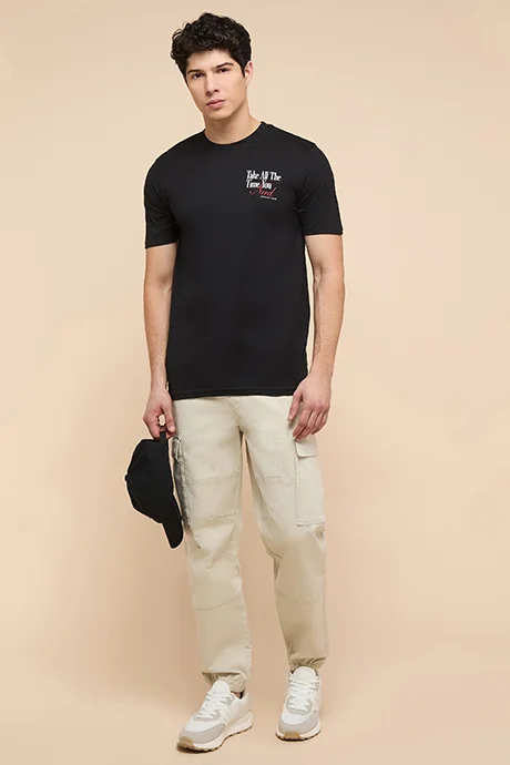 R&B Printed T-Shirt with Crew Neck and Short Sleeves