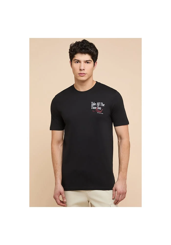 R&b Printed T-Shirt with Crew Neck and Short Sleeves