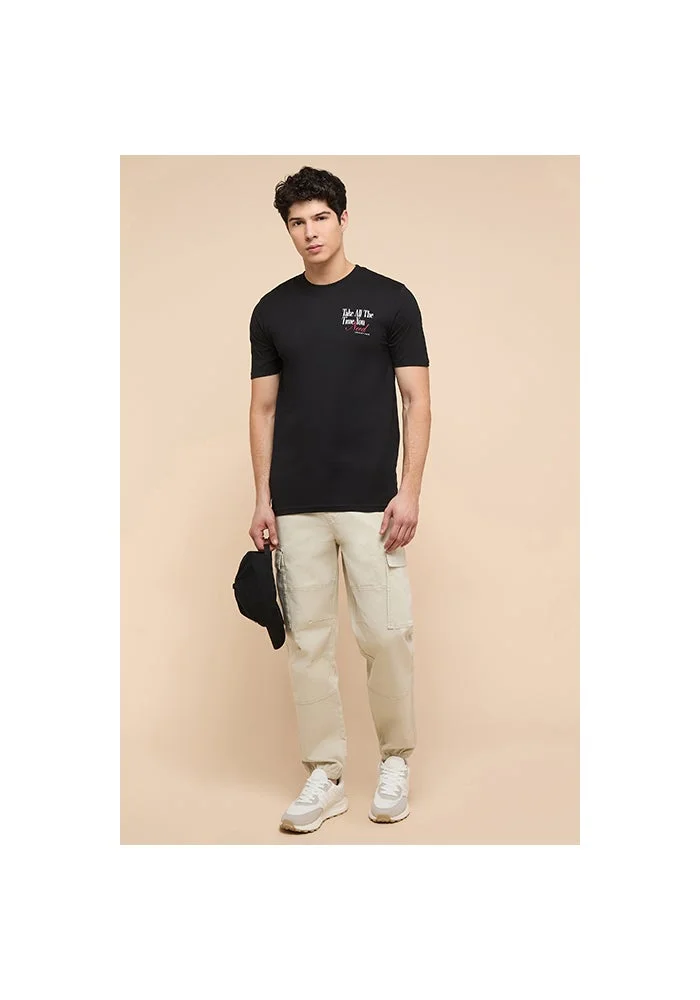 R&b Printed T-Shirt with Crew Neck and Short Sleeves