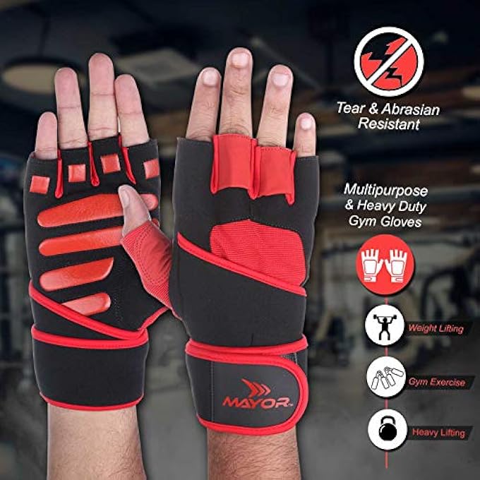 Mayor Uranus Gym, Crossfit, Exercise & Sports Gloves- Ideal For Men & Women (Black/Red) - Image 5