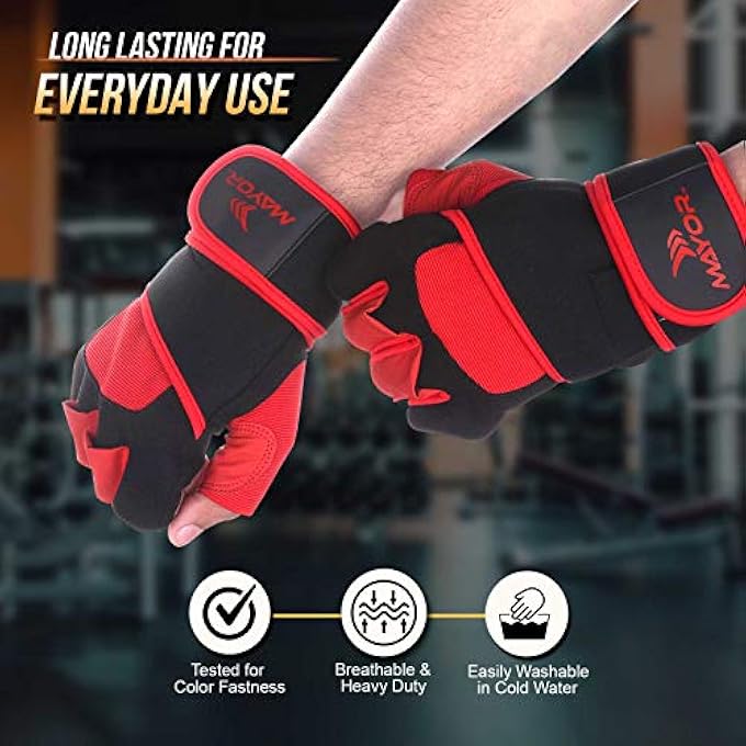 Mayor Uranus Gym, Crossfit, Exercise & Sports Gloves- Ideal For Men & Women (Black/Red) - Image 4