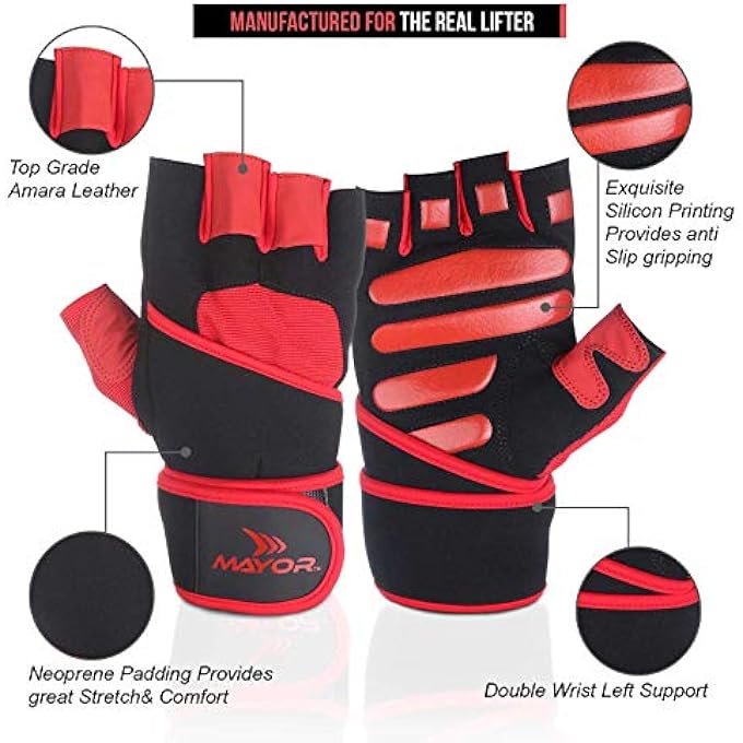 Mayor Uranus Gym, Crossfit, Exercise & Sports Gloves- Ideal For Men & Women (Black/Red) - Image 3