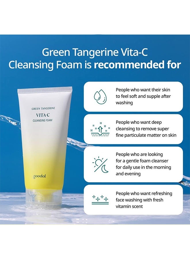 GOODAL Green Tangerine Vita C Cleansing Foam, Deeply Cleanse and Brighter Skin, Gentle, Hypoallergenic Foam Cleanser, Suitable for All Skin Types,150ml - Image 5