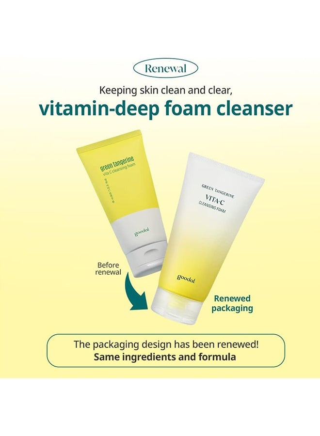 GOODAL Green Tangerine Vita C Cleansing Foam, Deeply Cleanse and Brighter Skin, Gentle, Hypoallergenic Foam Cleanser, Suitable for All Skin Types,150ml - Image 4