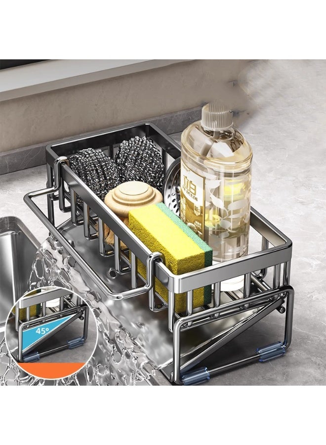 HOMESTAR Kitchen Sink Drainer Rack Carbon Steel Sponge Holder With Sloped Drain Basket Dish Soap Organizer 23x9x11cm - Image 5