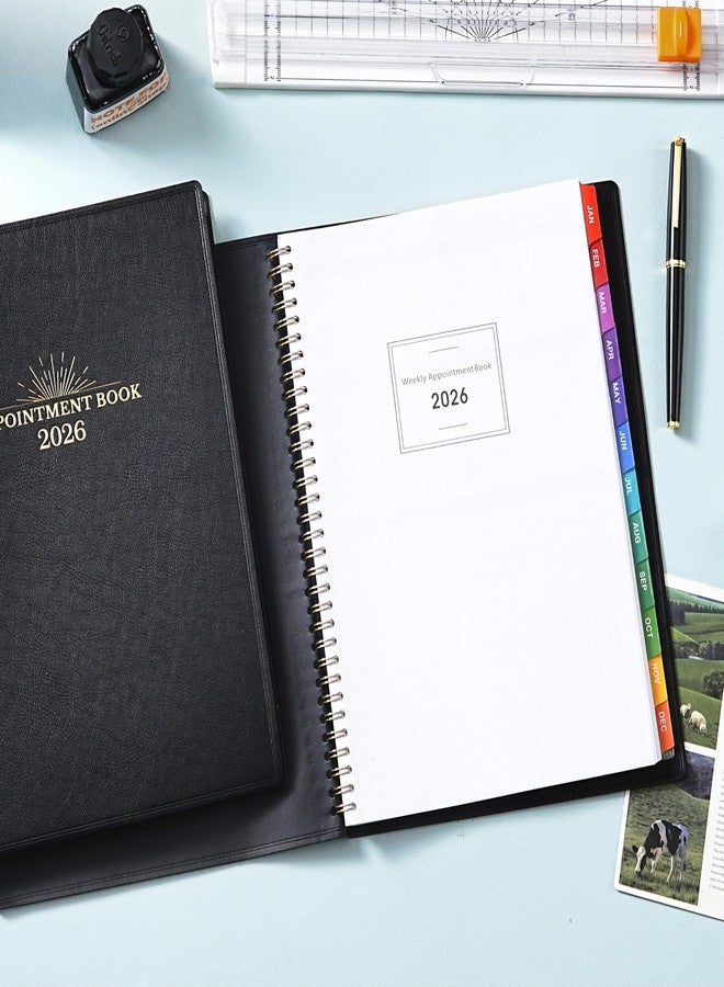 آرت فان مفكرة ومخطط مواعيد لعام 2026 - مخطط يومي بالساعة لعام 2026، مقاس 8.5 × 11 بوصة، من يناير 2026 إلى ديسمبر 2026، مفكرة مواعيد أسبوعية لعام 2026، مخططات بعلامات تبويب ملونة، غلاف جلدي، فاصل زمني 15 دقيقة - أسود - Image 2