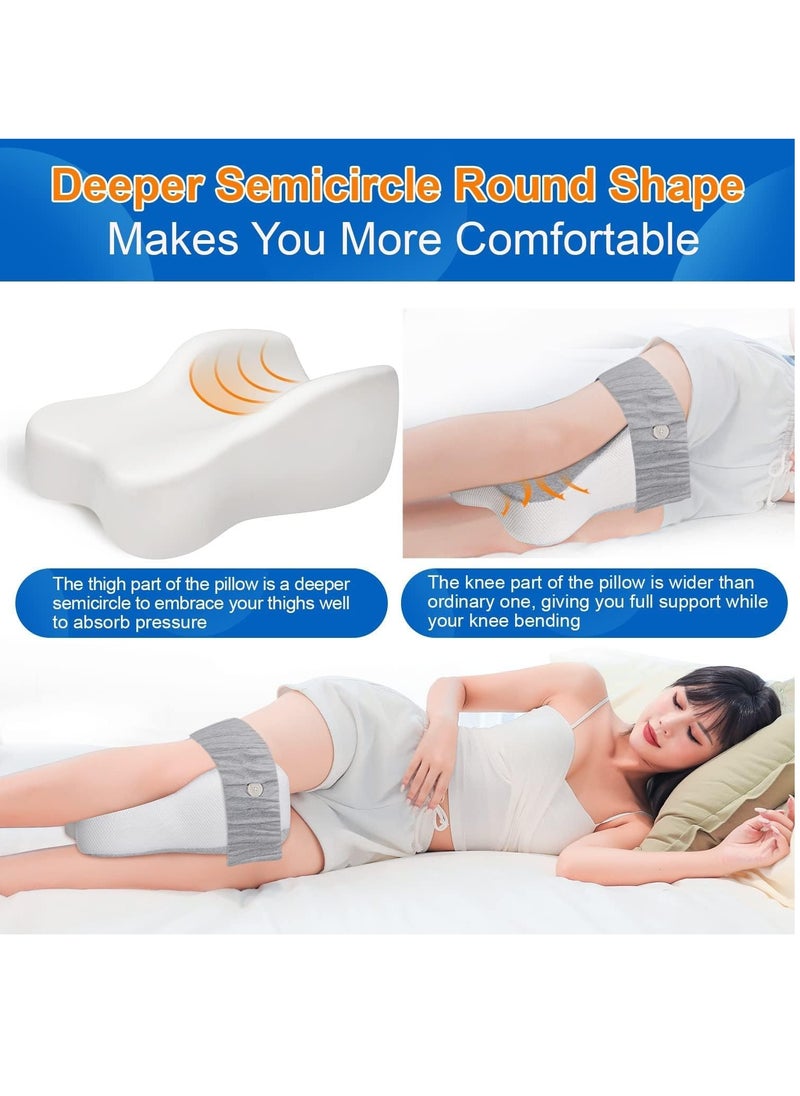 XiuWoo Portable Ergonomic Semicircle Round Shape Knee Pillow, Leg Pillows for Side Sleepers Separates the Knees for Promote Sleeping with Fixed Straps (L Size）  - Image 3