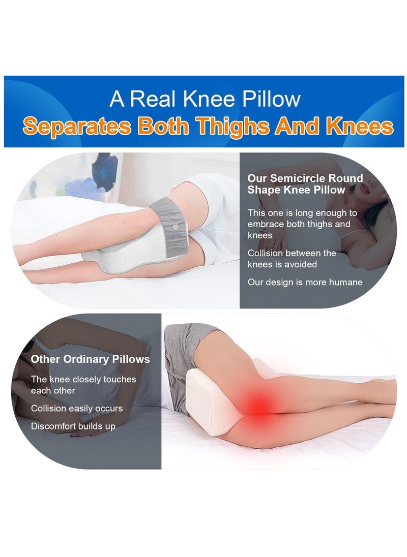 XiuWoo Portable Ergonomic Semicircle Round Shape Knee Pillow, Leg Pillows for Side Sleepers Separates the Knees for Promote Sleeping with Fixed Straps (L Size）  - Image 2