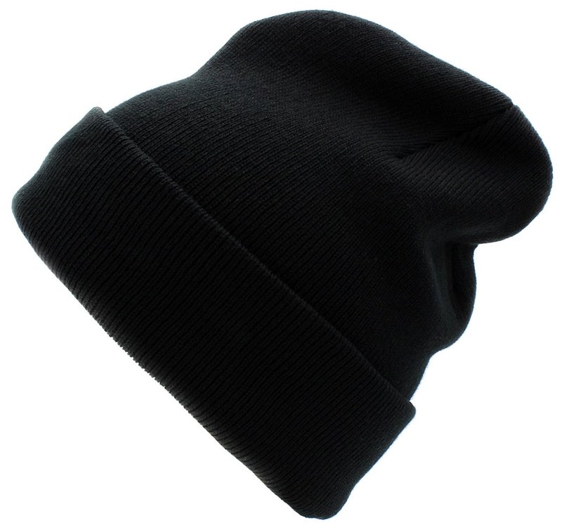 Top Level CUFFED PLAIN SKULL BEANIE HAT / CAP | Winter Unisex Knit Hat Toboggan For Men & Women | Unique & Timeless Clothing Accessories By Top Leve, Black - Image 2