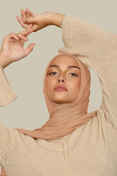 silqrose brushed peach mini bamboo jersey hijab