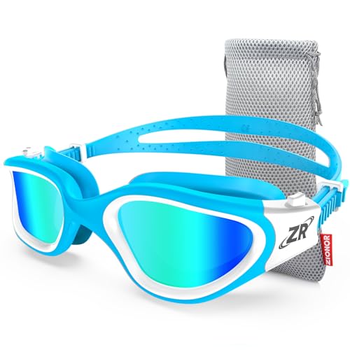 ZIONOR Swim Goggles, G1 Polarized Swimming Goggles UV Protection Anti-fog Adjustable Strap for Adult Men Women (Polarized Light Mirror Gold Lens) - Image 1