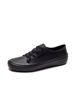 Generic 2024 New PVC Simple Solid Womens Flats Rain Shoes Fashionable All-Season1901 shallow black 1901 shallow black 
