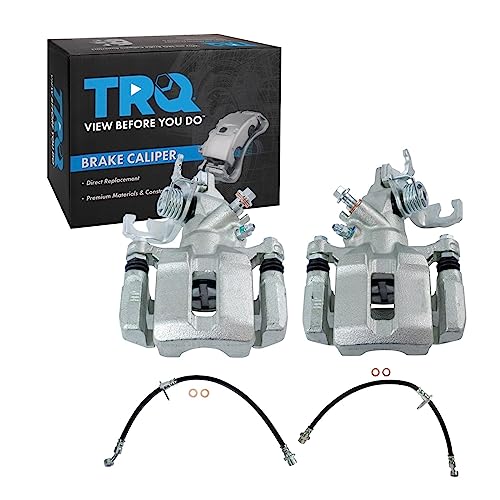 TRQ Rear Brake Caliper Set Brake Hose Compatible with 2003-2007 Honda Accord - Image 1