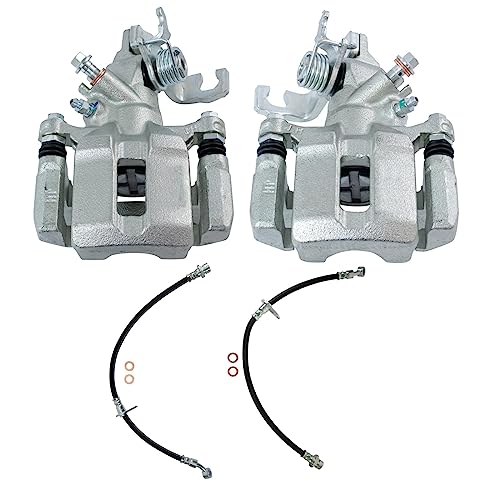 TRQ Rear Brake Caliper Set Brake Hose Compatible with 2003-2007 Honda Accord - Image 2