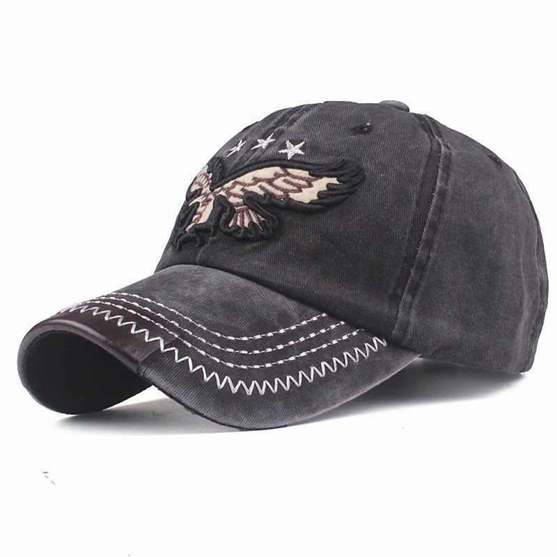 Baseball Cap  New Korean Washed Cotton Eagle Embroidery Unisex Sun Protection Hat - Image 3