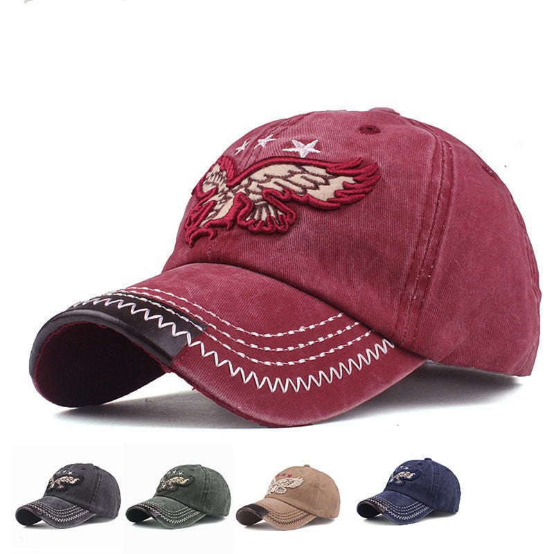 Baseball Cap  New Korean Washed Cotton Eagle Embroidery Unisex Sun Protection Hat - Image 2