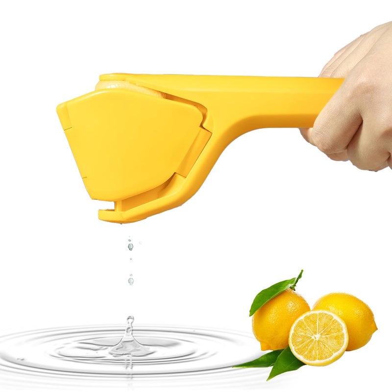 Lmfeg Lemon Juicer Squeezer Handheld Max Juice Extraction Lemon Press Squeezer Effortless Hand Citrus Squeezer With BuiltIn Strainer Use For LemonLimeFruitsOrangeCirtus Yellow - Image 1