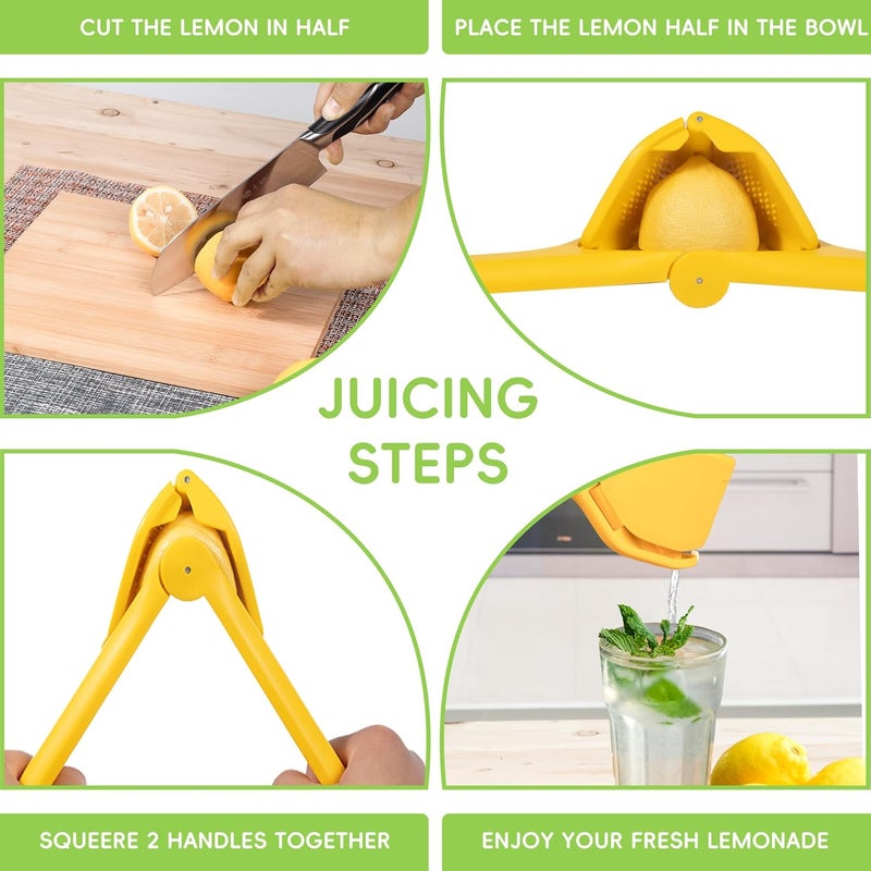 Lmfeg Lemon Juicer Squeezer Handheld Max Juice Extraction Lemon Press Squeezer Effortless Hand Citrus Squeezer With BuiltIn Strainer Use For LemonLimeFruitsOrangeCirtus Yellow - Image 3