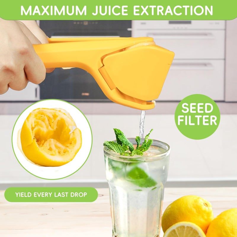 Lmfeg Lemon Juicer Squeezer Handheld Max Juice Extraction Lemon Press Squeezer Effortless Hand Citrus Squeezer With BuiltIn Strainer Use For LemonLimeFruitsOrangeCirtus Yellow - Image 2