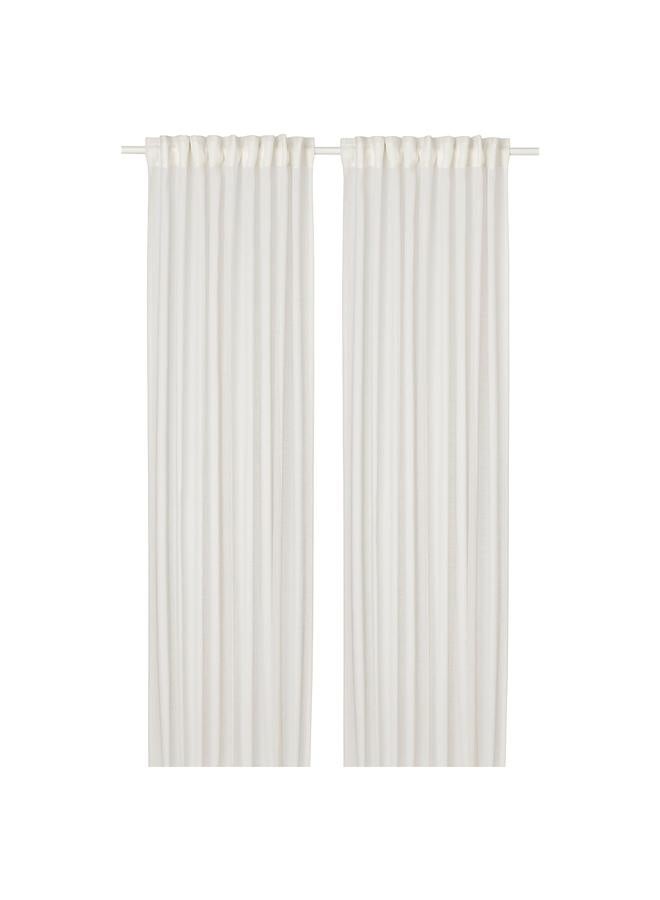 erorex Sheer Curtains, 1 Pair, With Heading Tape/White, 145X300 Cm - Image 1
