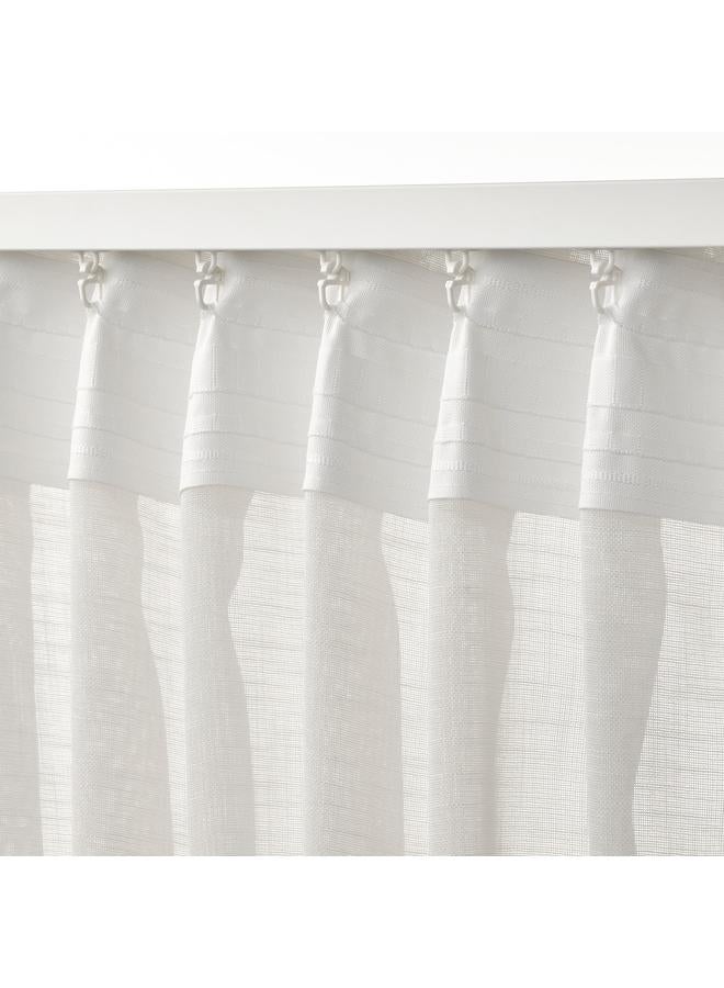 erorex Sheer Curtains, 1 Pair, With Heading Tape/White, 145X300 Cm - Image 5