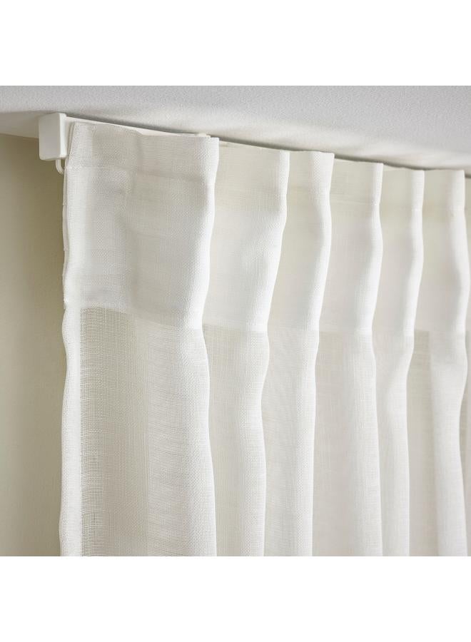 erorex Sheer Curtains, 1 Pair, With Heading Tape/White, 145X300 Cm - Image 4