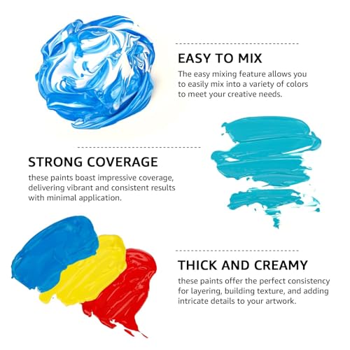 ABEIER Acrylic Paint Set, 56 Colors (2oz/60ml), Matte Finish, Waterproof, Rich Pigments, Non-Toxic Paints for Painting on Canvas Crafts Wood Ceramic, Fabric Ideal for Beginners and Students - Image 3