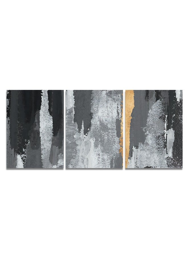 Set Of 3 Framed Canvas Wall Arts Stretched Over Wooden Frame with an Abstract Design