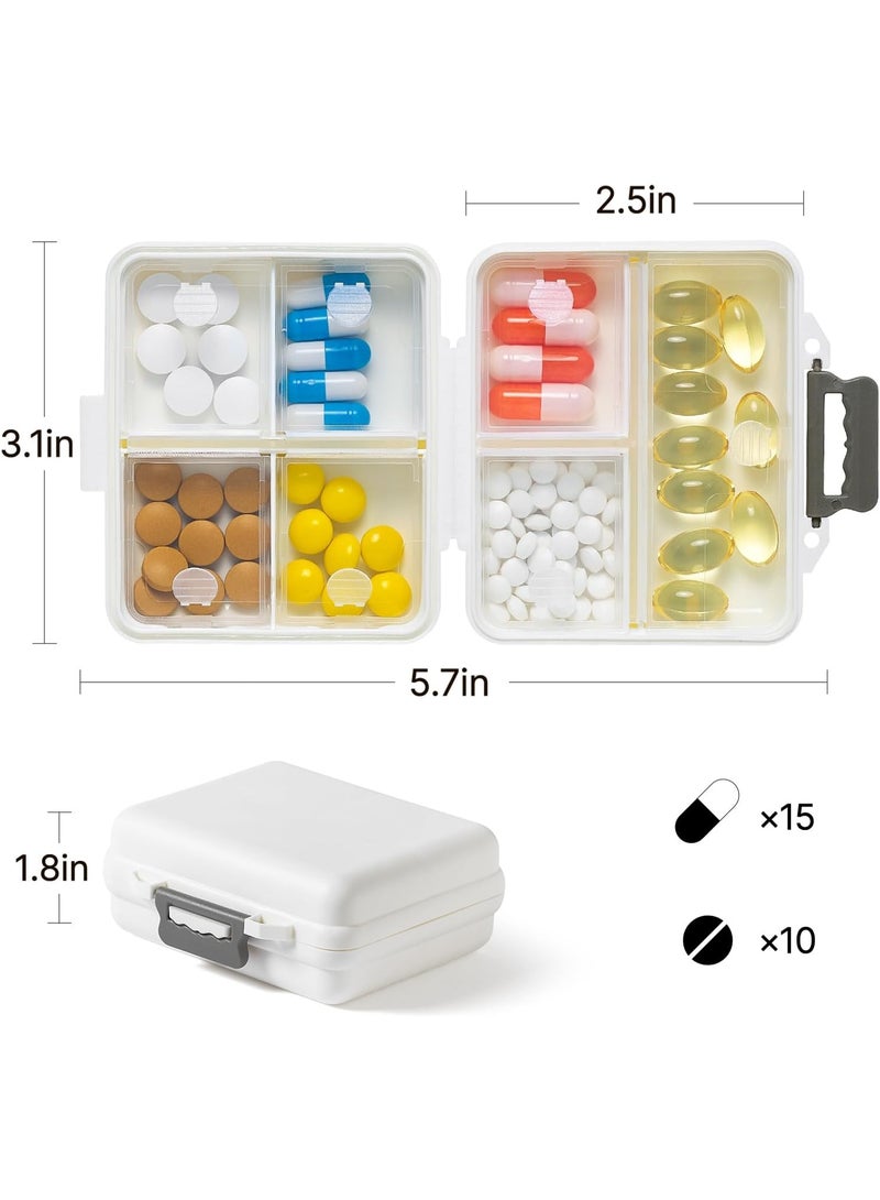 1Pack منظم حبوب السفر,صندوق حبوب الحبوب اليومي المحمول,7 مقصورات الشبكة حالة حبوب الحبوب الأسبوعية مع العلامات,صندوق منظم الطب الصغير,صيدلية جيب مدمجة لحافظة فيتامين حاوية زيت الأسماك (أبيض) - Image 2