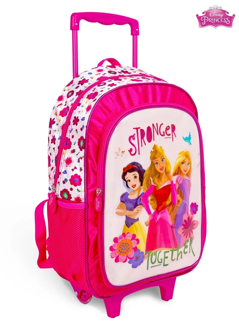 ديزني Princess 5-in-1 Trolley School Bag Set - Ergonomic Backpack, Water Bottle, Lunch Box, Insulated Bag & Pencil Case, Lightweight & Durable, for Girls 6+, Perfect for School & Travel