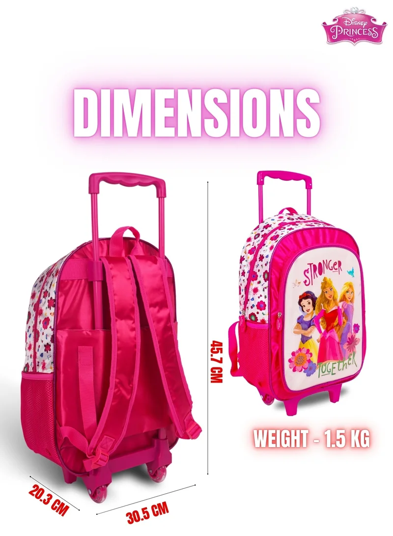 Disney Princess 5-in-1 Trolley School Bag Set - Ergonomic Backpack, Water Bottle, Lunch Box, Insulated Bag & Pencil Case, Lightweight & Durable, for Girls 6+, Perfect for School & Travel