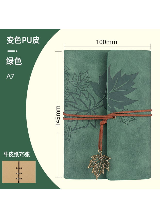 بوي دفتر سفر كلاسيكي من الجلد الناعم مع حافظة يدوية  
دفتر ملاحظات A6/A7 قابل للحمل مع أوراق قابلة للإزالة  
يوميات ورق القيقب - دفتر متنقل أنيق للسفر والكتابة - Image 1