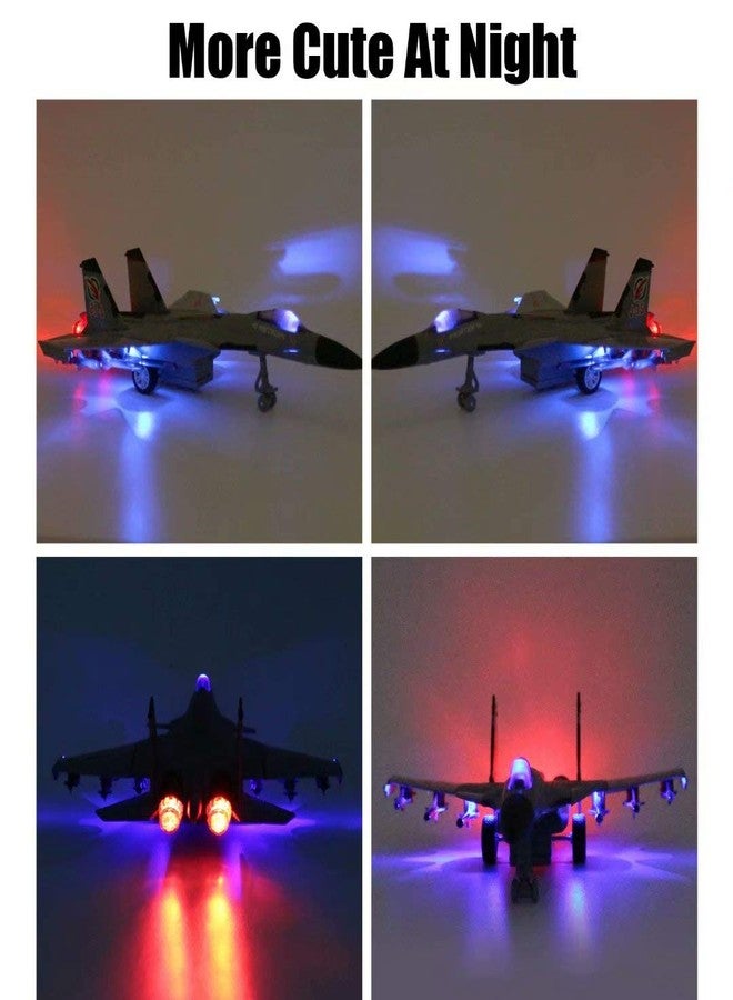 QIAONIUNIU Toy Airplane Model Planes Alloy Pull Back Fighter for Boys with Flashing Lights, Real Jet Sound (Gray) - Image 4