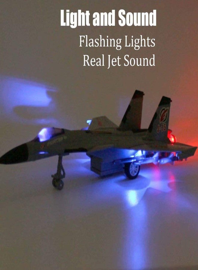 QIAONIUNIU Toy Airplane Model Planes Alloy Pull Back Fighter for Boys with Flashing Lights, Real Jet Sound (Gray) - Image 5