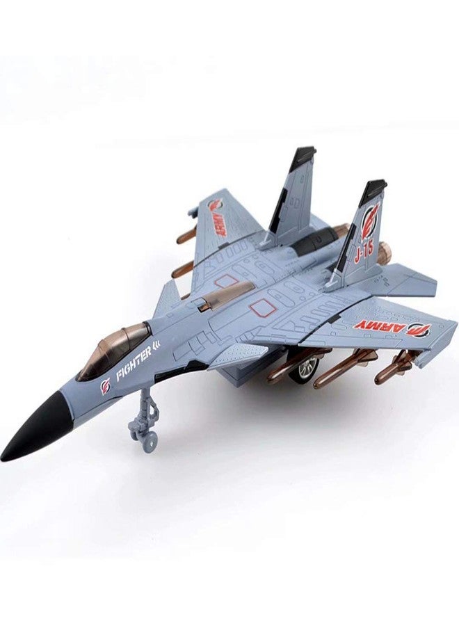 QIAONIUNIU Toy Airplane Model Planes Alloy Pull Back Fighter for Boys with Flashing Lights, Real Jet Sound (Gray) - Image 1