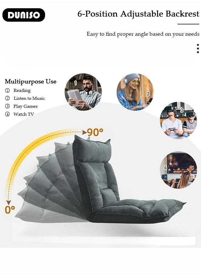 DUNISO Floor Chair Folding Lazy Sofa, Sofa Chair with 5 Adjustable Position, Padded Sleeper Bed, Couch Recliner, Floor Gaming Chair, Meditation Chair, Gaming Floor Chairs for Adults Kids  - Image 5
