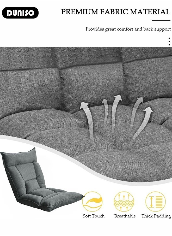 DUNISO Floor Chair Folding Lazy Sofa, Sofa Chair with 5 Adjustable Position, Padded Sleeper Bed, Couch Recliner, Floor Gaming Chair, Meditation Chair, Gaming Floor Chairs for Adults Kids  - Image 2