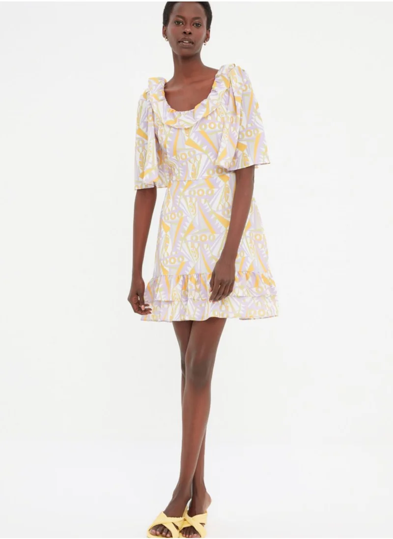 trendyol Printed Ruffle Detail Dress