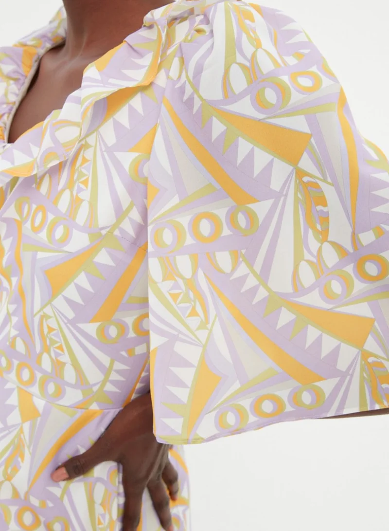 trendyol Printed Ruffle Mini Dress