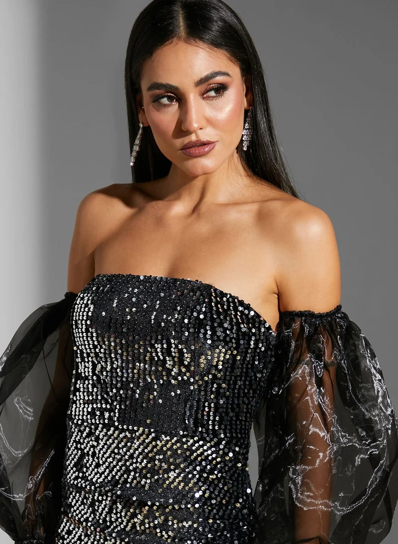 Namshi x Farah Hassan Shimmer Bodycon Dress