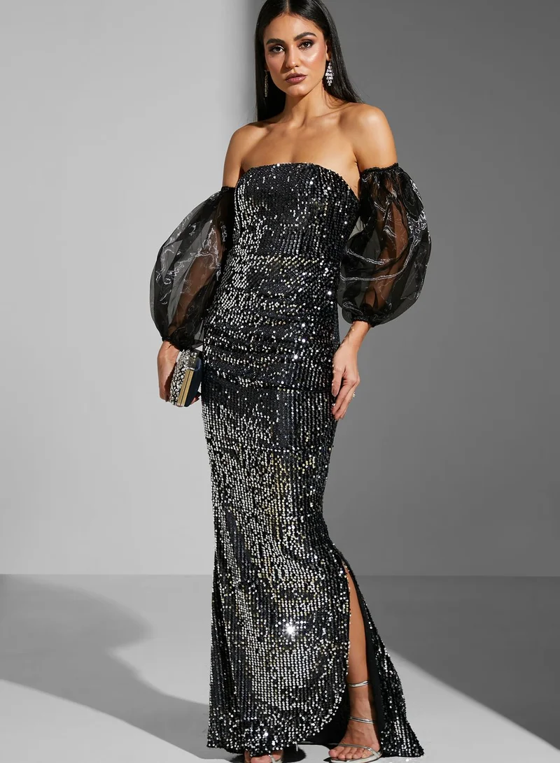 Namshi x Farah Hassan Shimmer Bodycon Dress