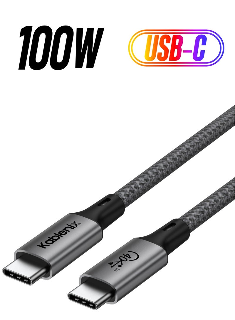 Kablenix USB4.0 Type C to Type C , 2M Cable, Super Fast Charging, 40Gbps Data Rate, 100W PD Charging, 8K60Hz Video, Braided with Built-in Emarker Chip,  Aluminum Alloy Housing - Image 1