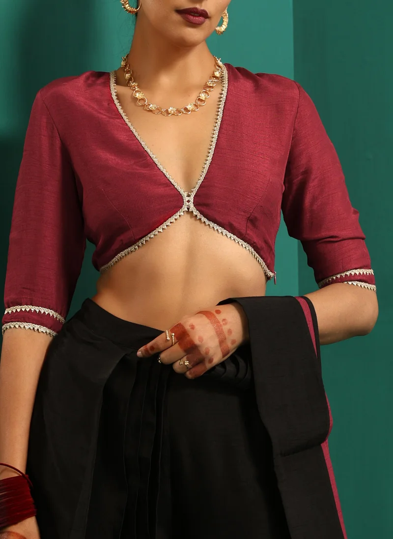 ترو برونز trueBrowns Maroon Silk Gota Blouse